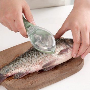 Ручна рибочистка Fish Scale Scraper with Cover, ніж скребок для чищення риби з контейнером АВ COV543 фото
